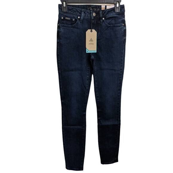 prAna Jean Sienna Deep Blue Skinny Stretch Mid Rise Organic Cotton Blend 0/25 - Picture 1 of 10